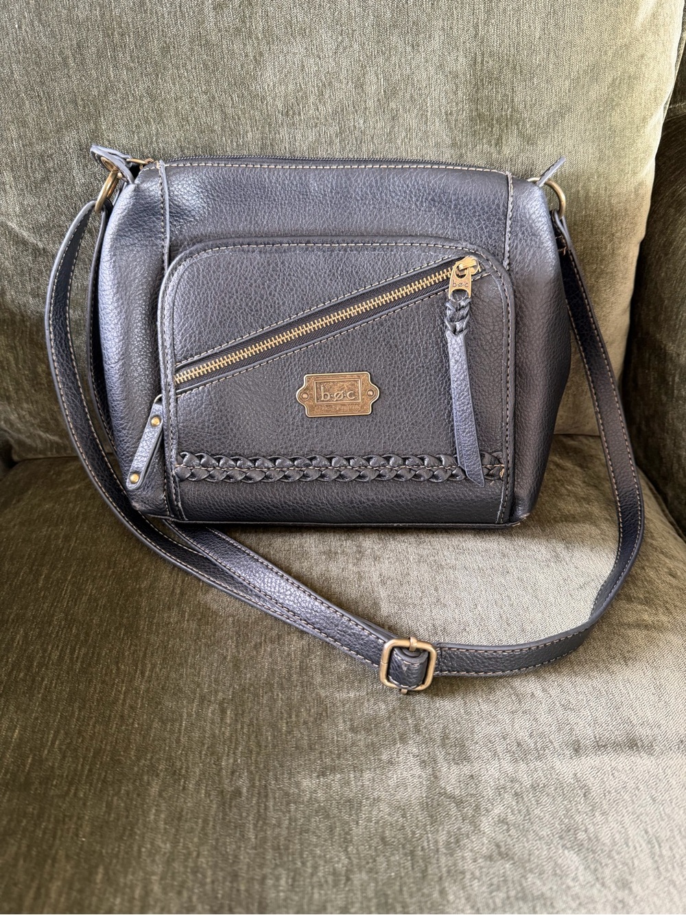 b.o.c. Black Crossbody Bag with Gold Hardware and Braided Detail